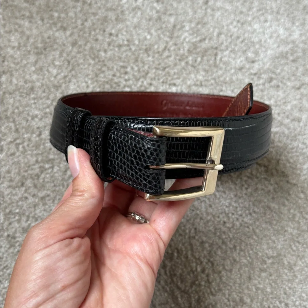 Zelli genuine lizard skin belt black 40 - Picture 2 of 6